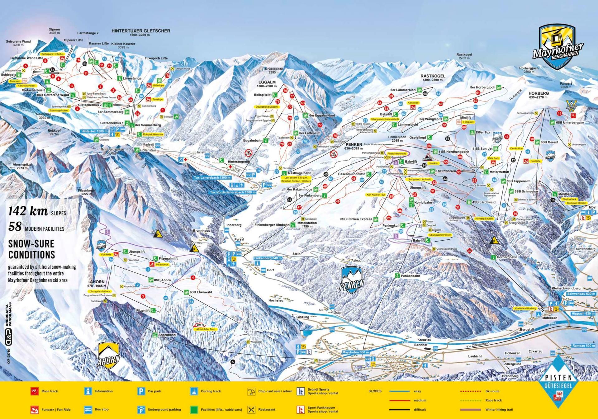Mayrhofen ski map
