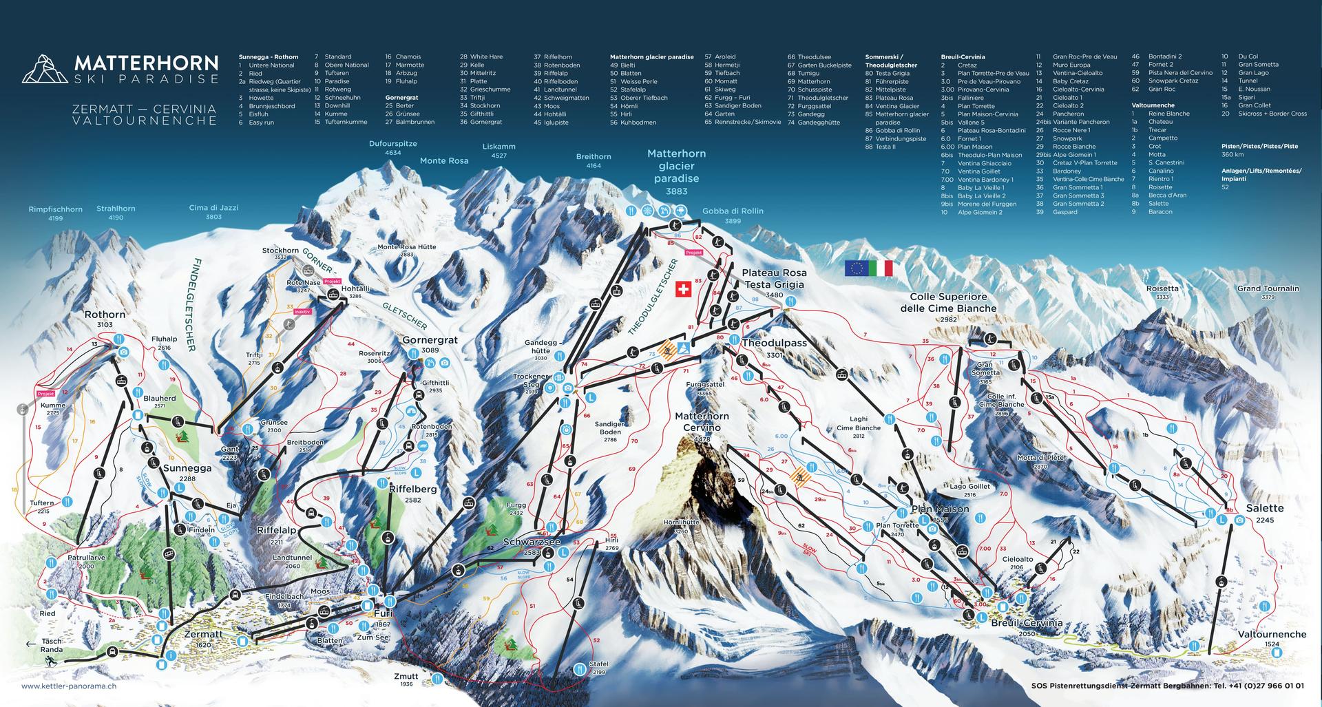 Zermatt-Täsch ski map