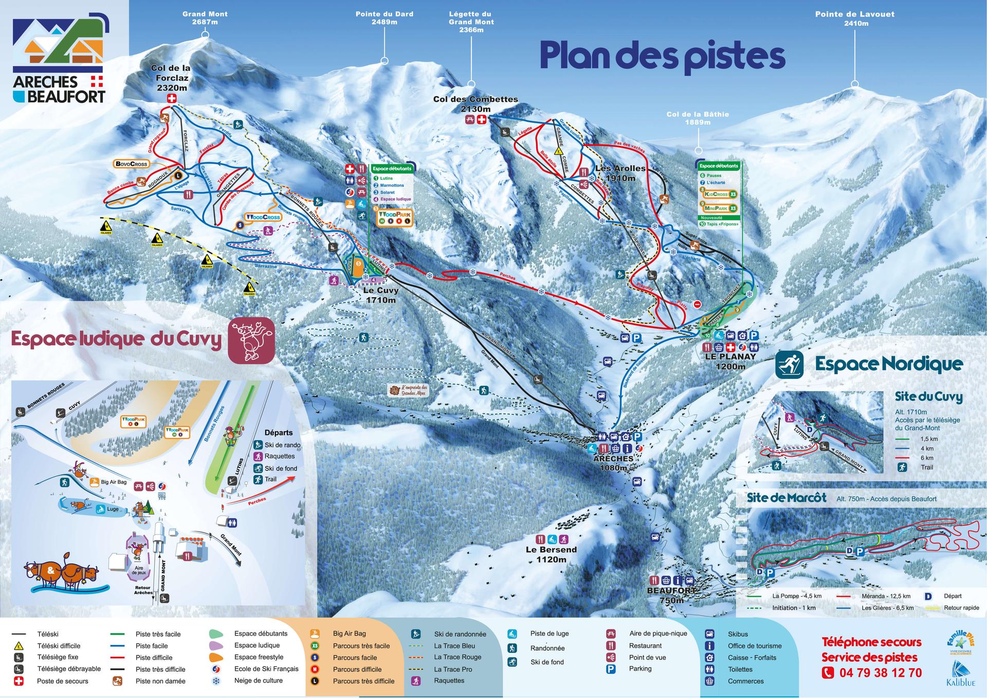 Areches-Beaufort ski map