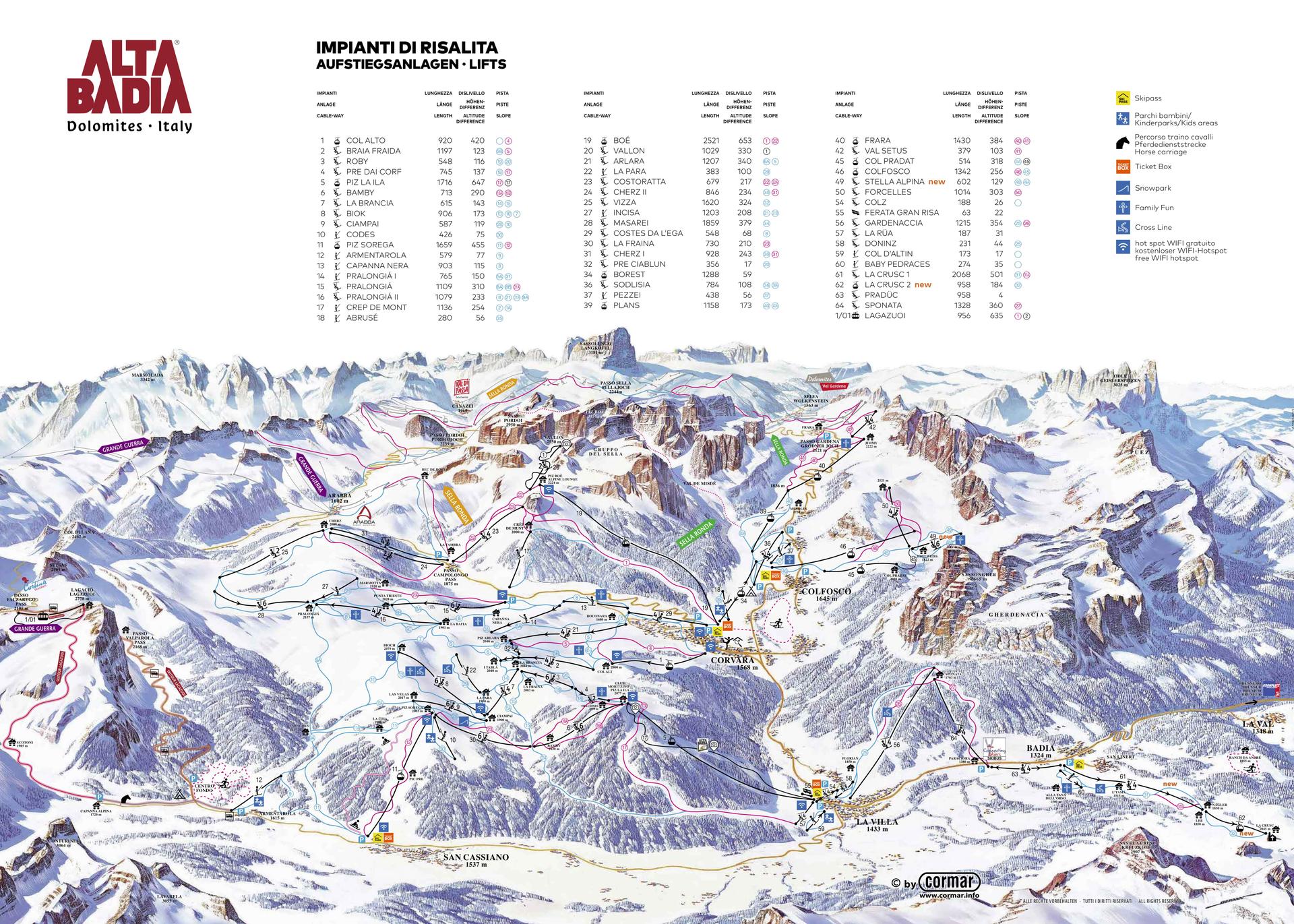 Corvara ski map