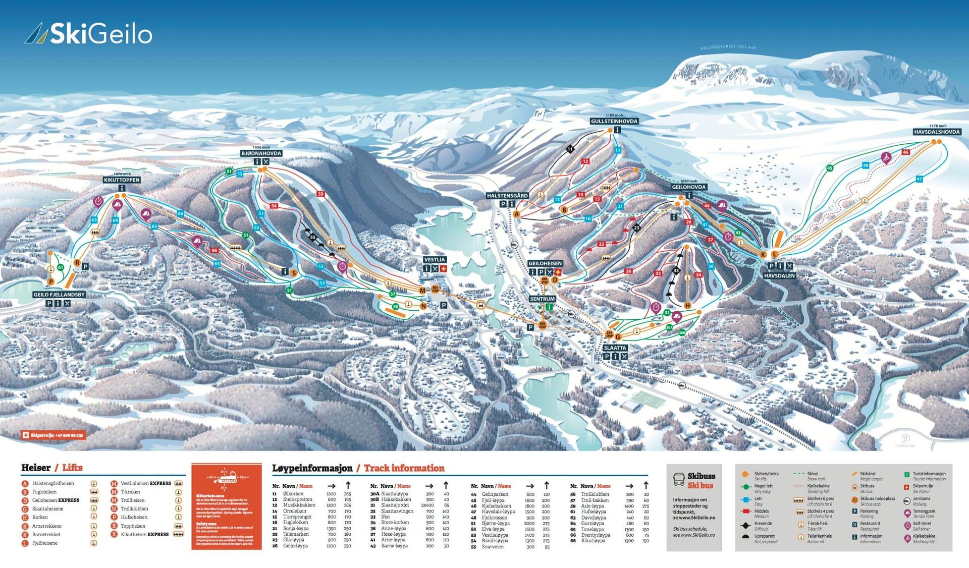 Geilo ski map